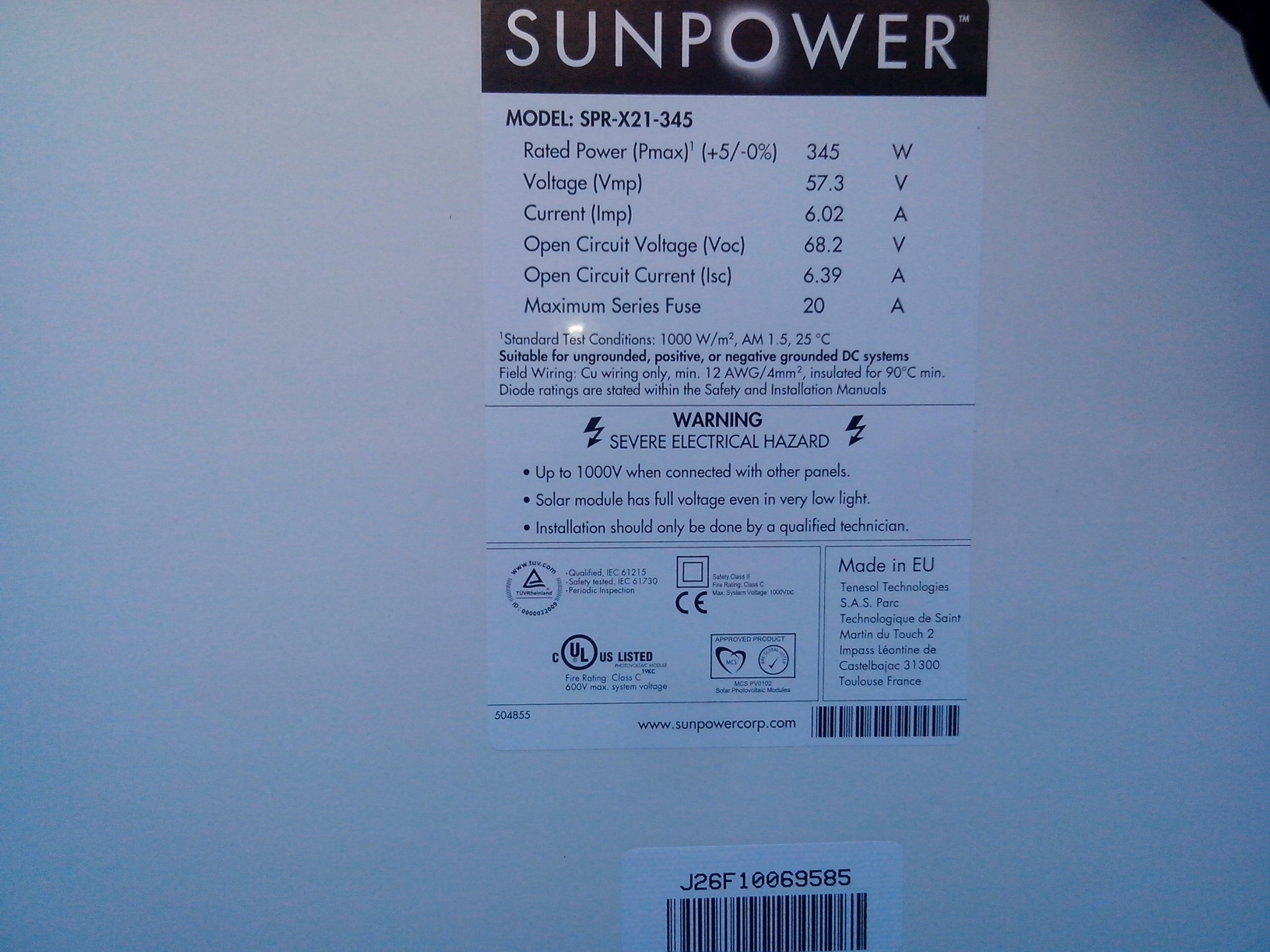 Impianto Fotovoltaico SunPower Lightland X21 Ferrara Abruzzo Retro Label